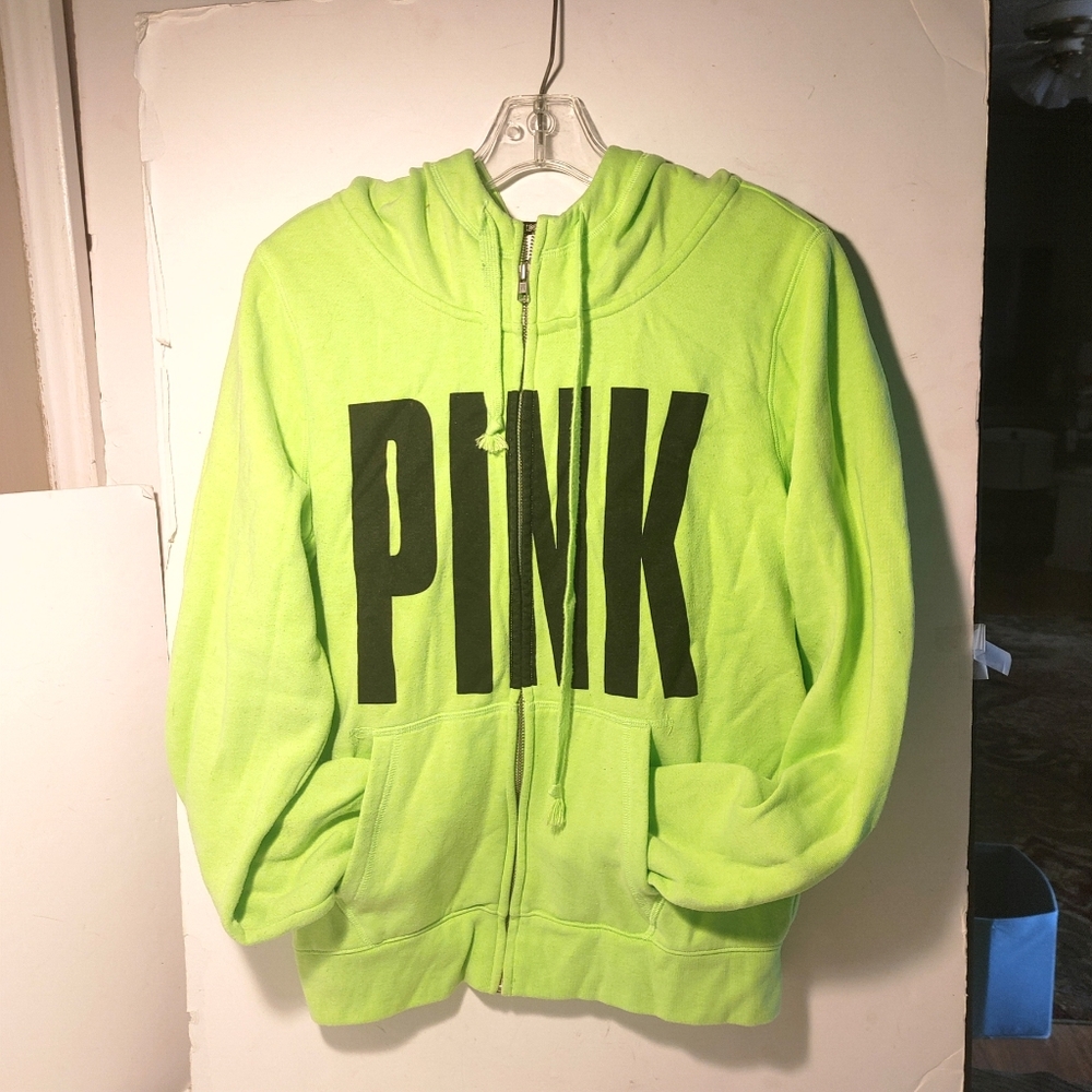 Victoria Secret PINK Hooded Jacket Hoodie Green Size M